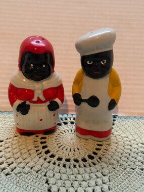 Vintage 1950s Aunt Jemima & Uncle Mose Black Americana Porcelain S&P Shakers